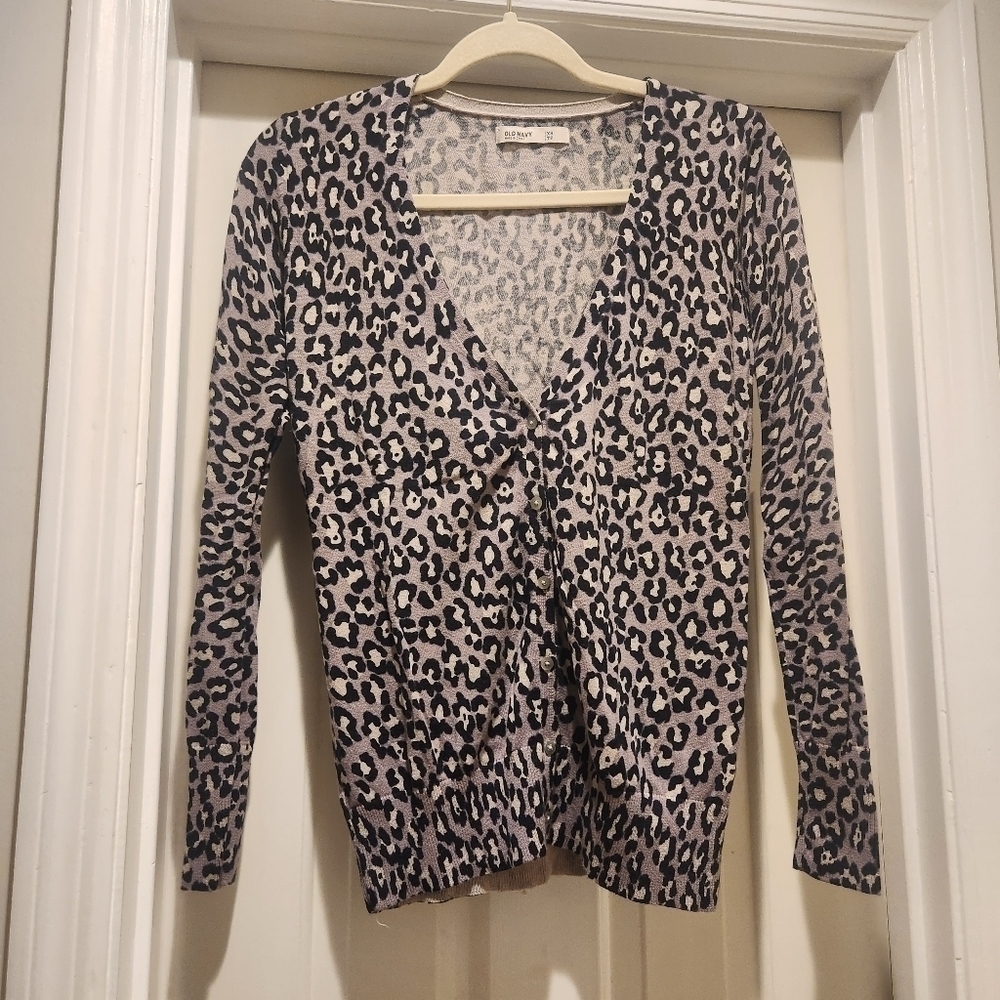 Old Navy Lavander Animal print cardigan 100% cotton